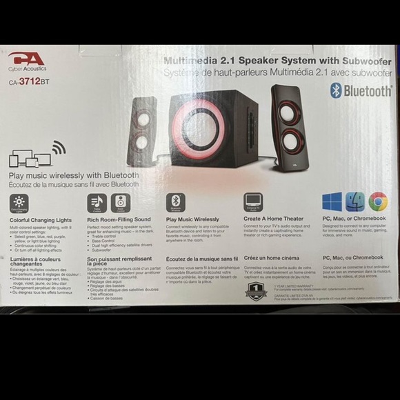 BNIB Multimedia 2.1 Bluetooth color changing Subwoofer Speaker System - Picture 5 of 5